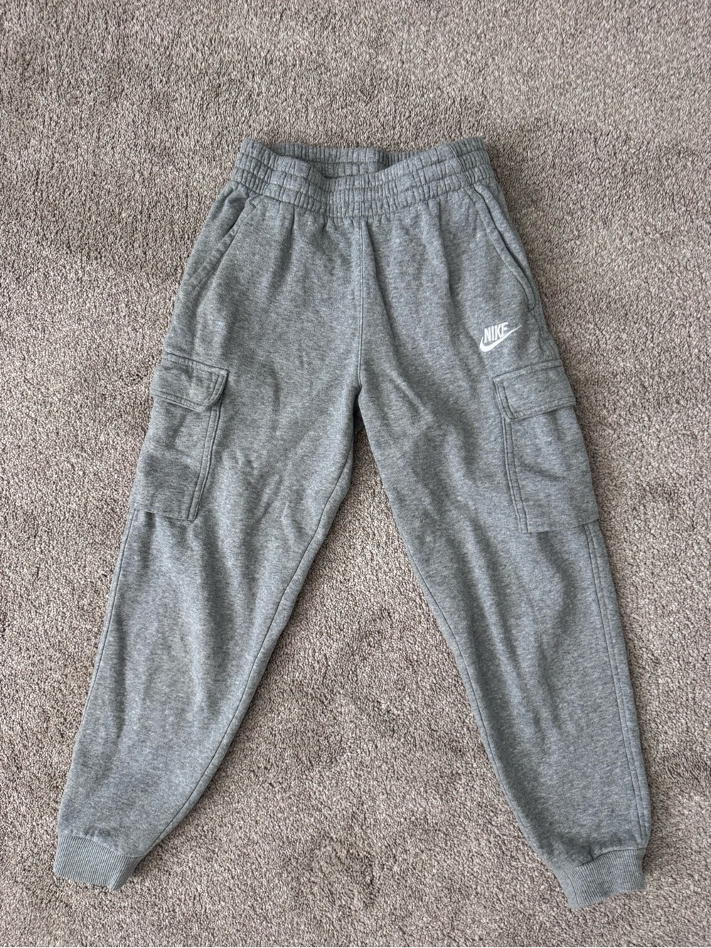 Nike Grey Kids Cargo Joggers with White Logo